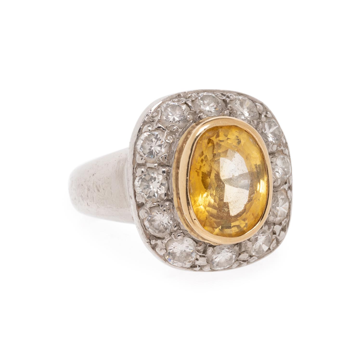 YELLOW SAPPHIRE AND DIAMOND RING