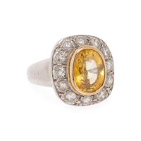 YELLOW SAPPHIRE AND DIAMOND RING