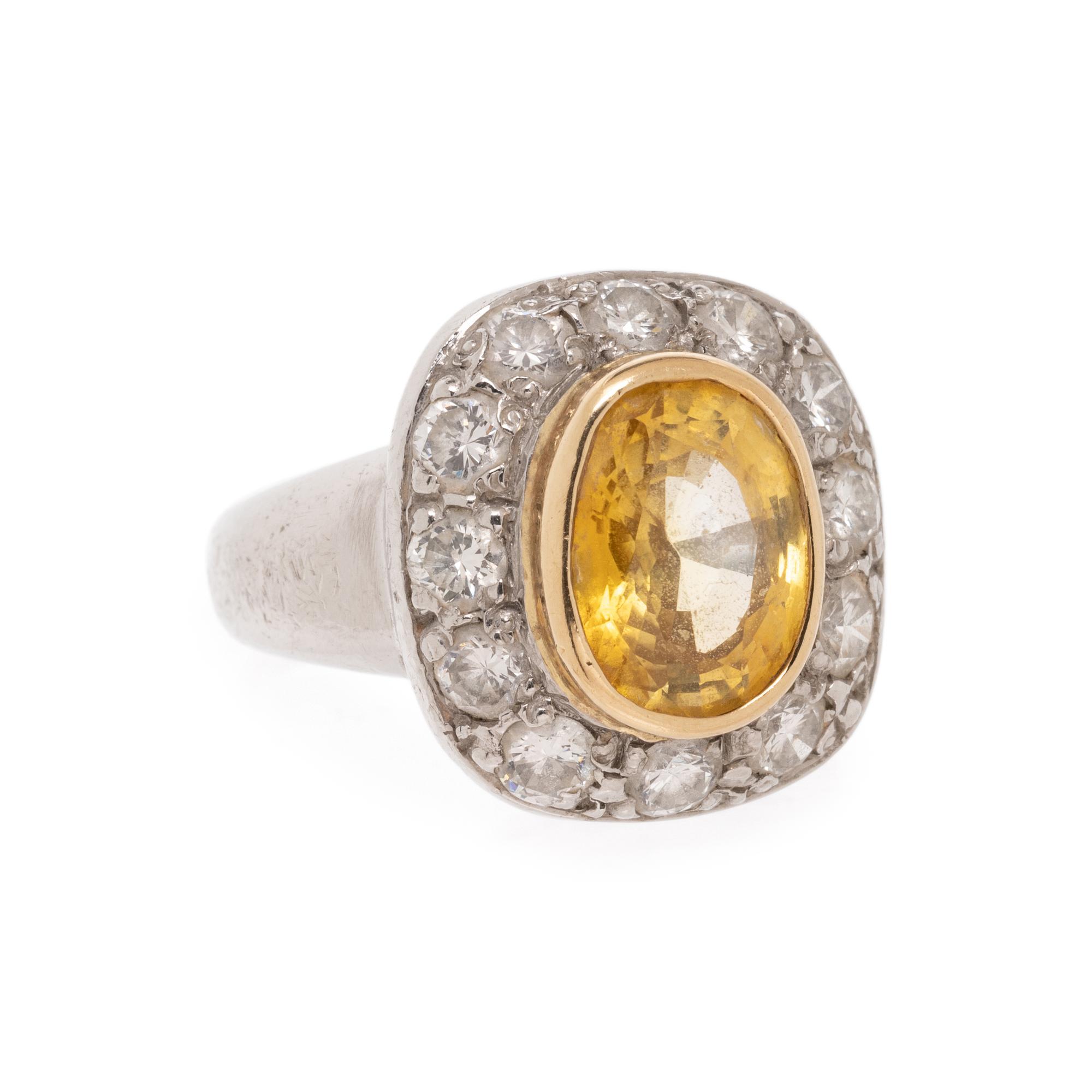 YELLOW SAPPHIRE AND DIAMOND RING
