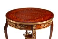 A Pair of Louis XV Style Gilt Bronze Mounted Marquetry Side Tables