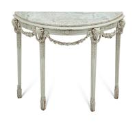 A Louis XVI Style Grey-Painted Marble-Top Console Table