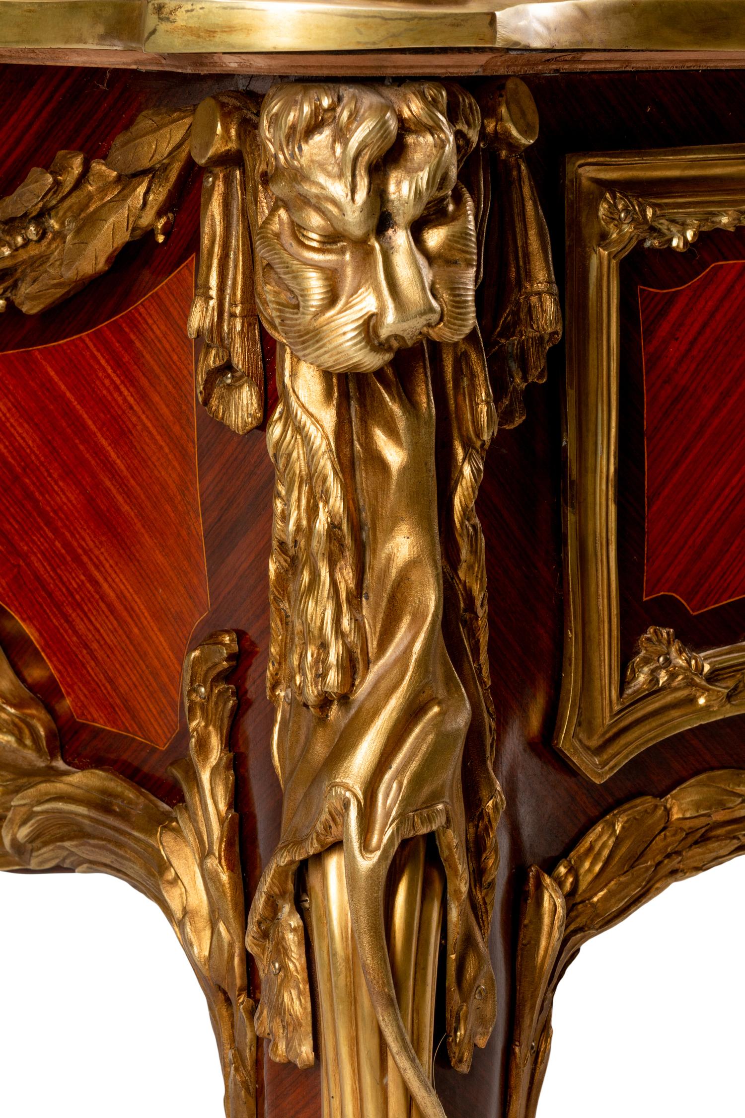 A Louis XV Style Gilt Bronze Mounted Kingwood and Plaque-Inset Bureau Plat