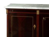 A Louis XVI Style Mahogany Marble-Top Console Cabinet
