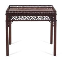 A George III Chinese Chippendale Style Carved and Figured Mahogany Silver Table