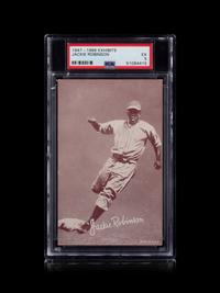 A Group of Two Hall of Fame Baseball Exhibit Cards Including a 1947-66 Jackie Robinson (PSA 5) and a 1939-46 Ted Williams (PSA 4.5)