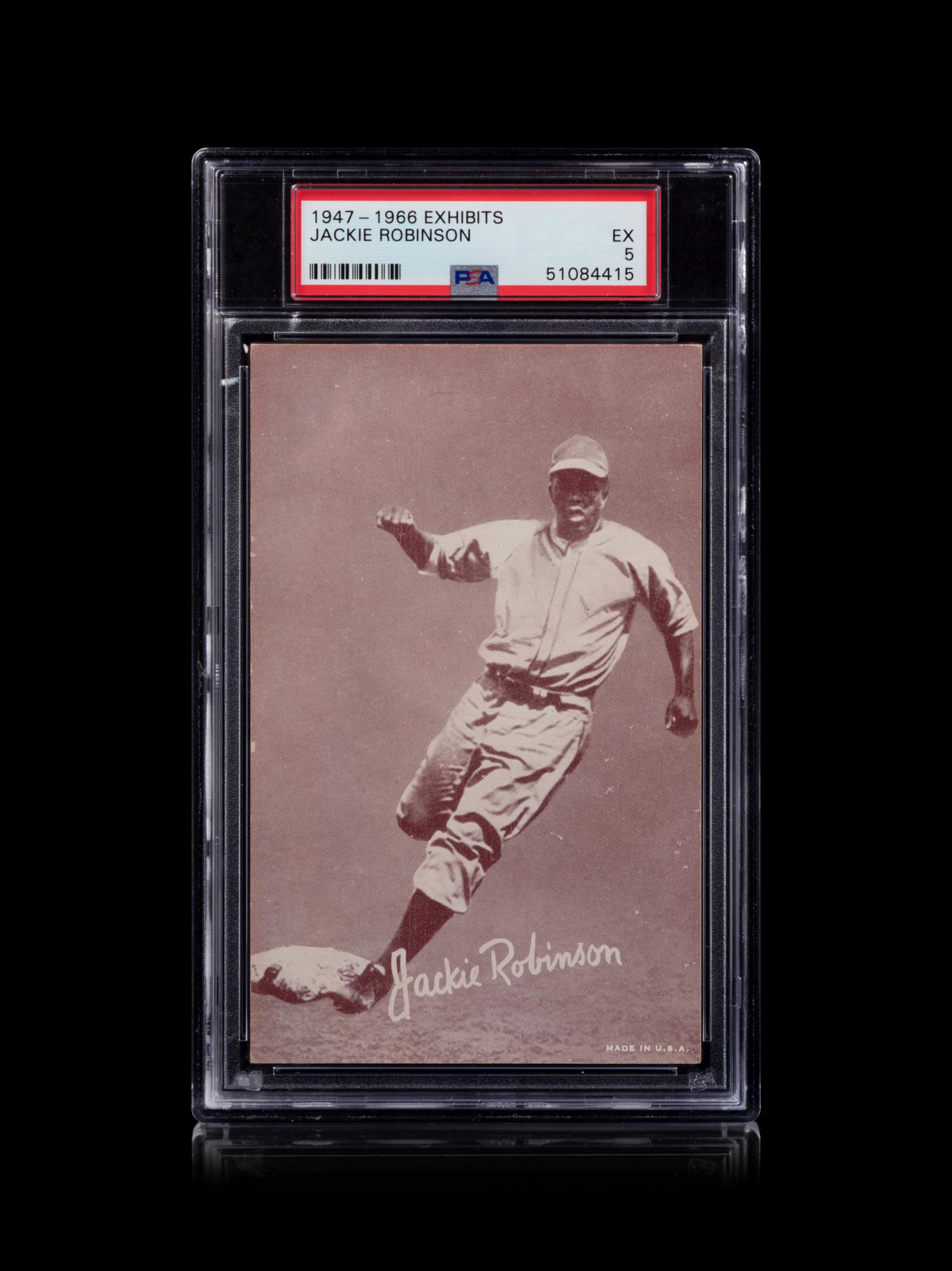 A Group of Two Hall of Fame Baseball Exhibit Cards Including a 1947-66 Jackie Robinson (PSA 5) and a 1939-46 Ted Williams (PSA 4.5)