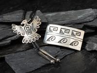 Silver Overlay Belt Buckle and Bolo Tie