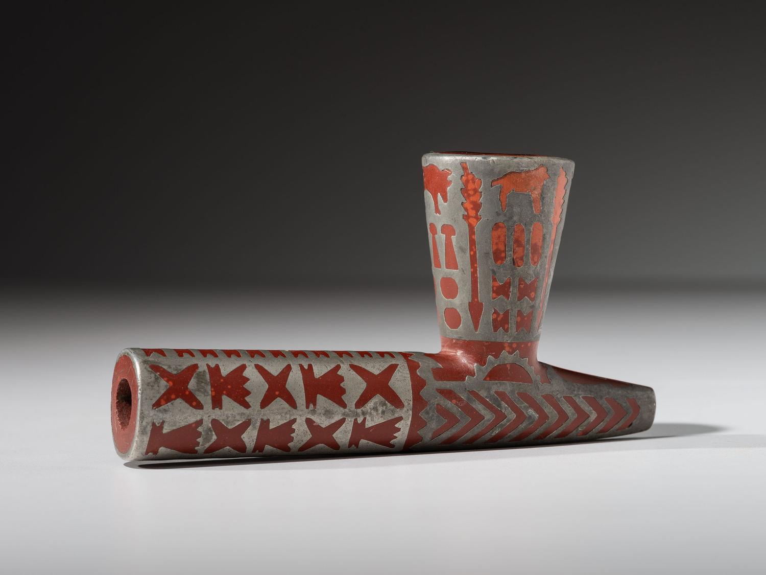 Eastern Sioux Catlinite Pipe Bowl, with Inlay
