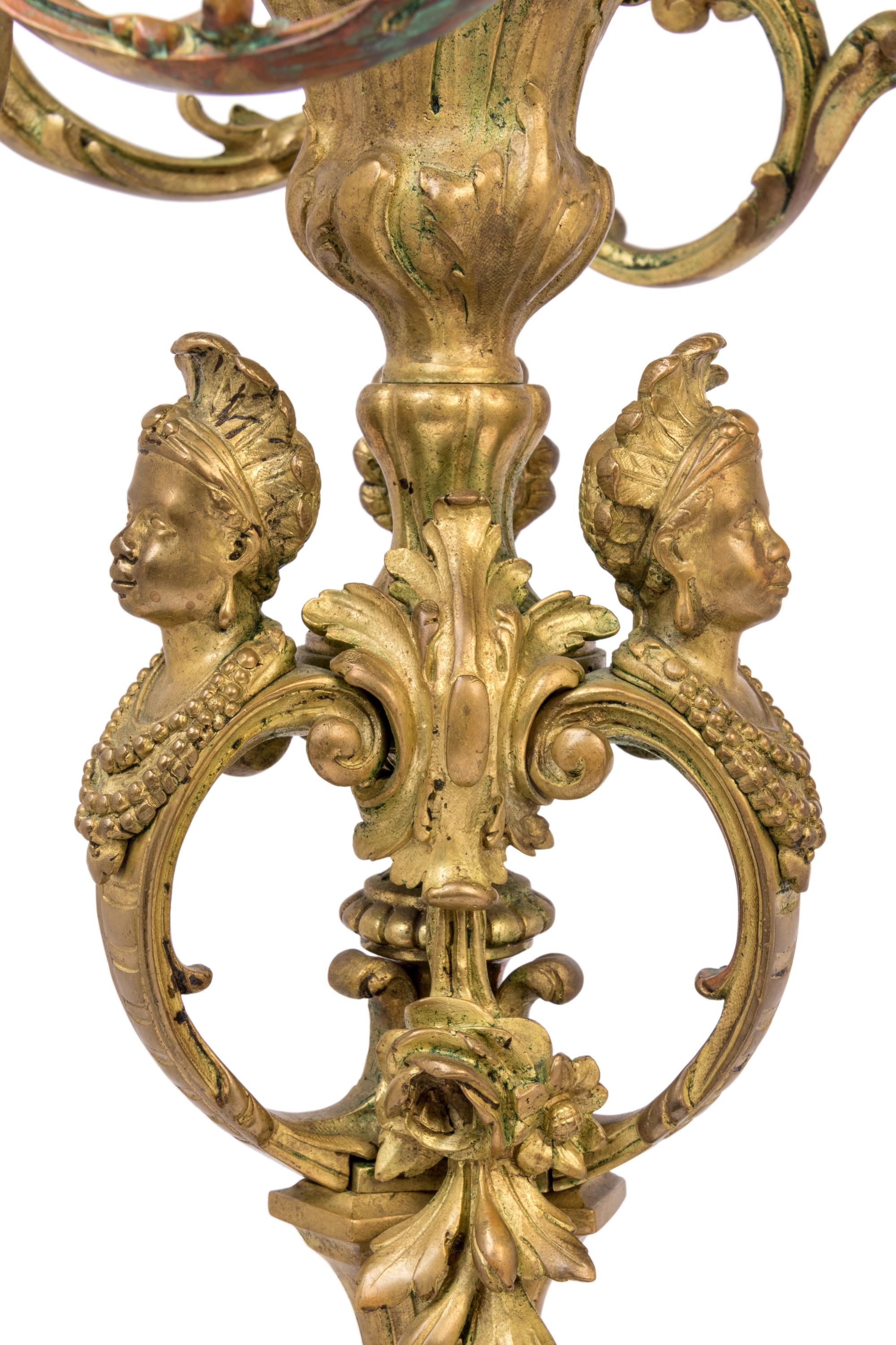 A Pair of French Gilt Bronze Six-Light Candelabra
