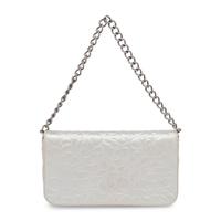 Chanel, Flap Bag in Camellia-Embossed Silver Leather