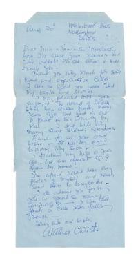 CHRISTIE, Agatha. Autographed letter signed ("Agatha Christie"), Winterbrook House, Wallingford, Berkshire, 20 August 1972.