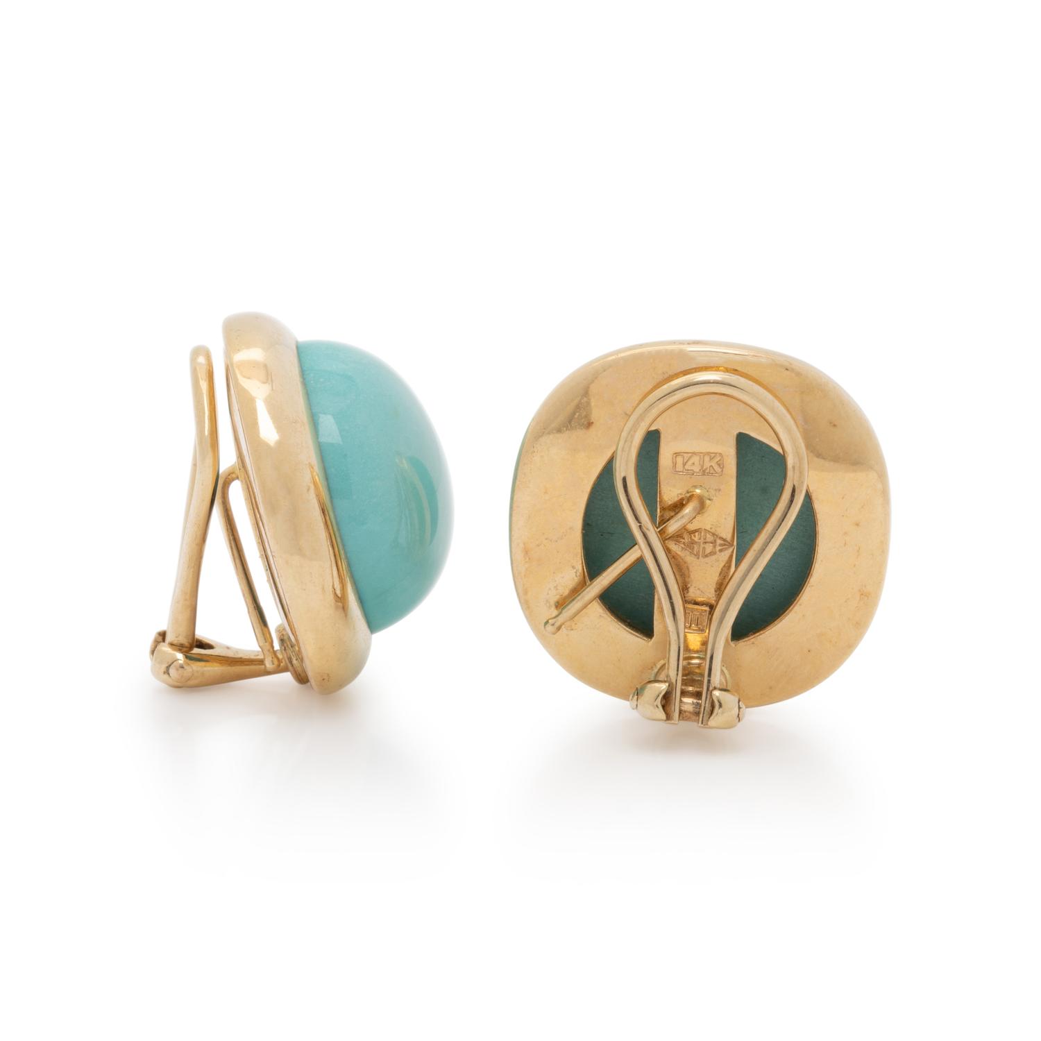 TURQUOISE AND YELLOW GOLD EARRINGS
