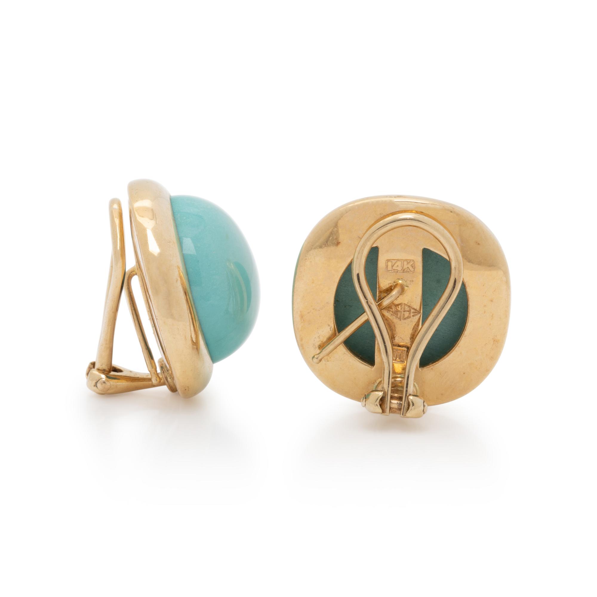 TURQUOISE AND YELLOW GOLD EARRINGS