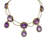 ANTIQUE, AMETHYST AND BLACK ENAMEL NECKLACE