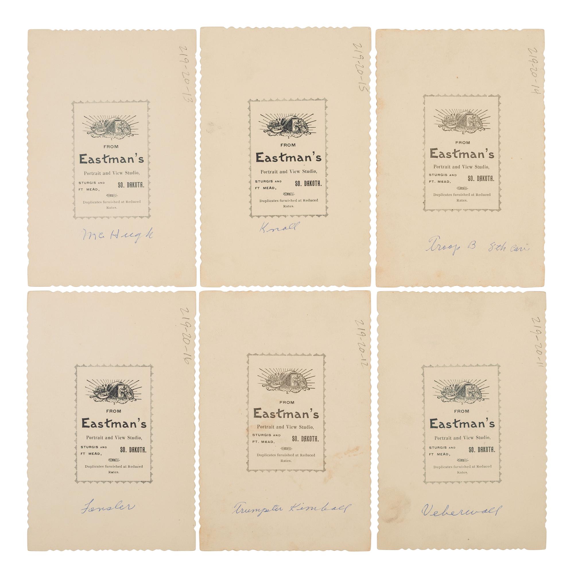[INDIAN WARS]. A group of 21 cabinet cards of soldiers serving in the Dakotas, collected by Sergeant W.J. McDermott, 8th US Cavalry.