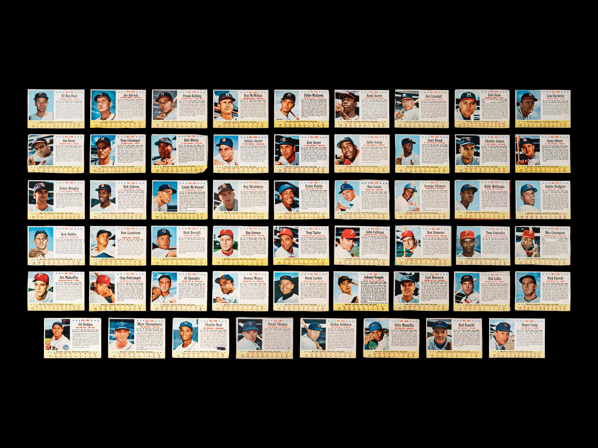 A Near Set of 1963 Post Cereal Baseball Cards (198/200) Including Mickey Mantle, Multiple Hall of Famers and Short Prints