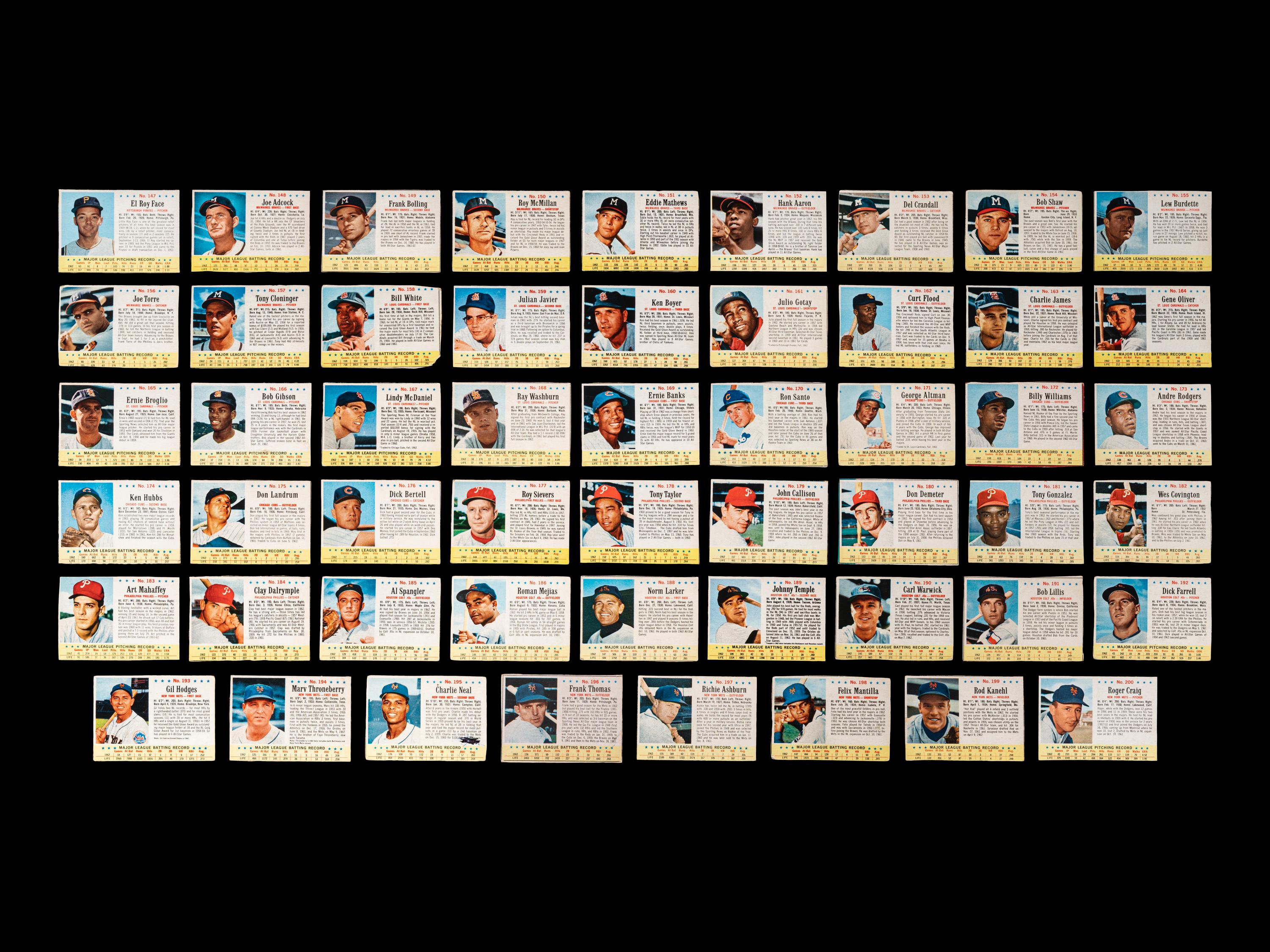 A Near Set of 1963 Post Cereal Baseball Cards (198/200) Including Mickey Mantle, Multiple Hall of Famers and Short Prints