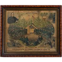 Scarce Civil War Chromolithograph Atlanta Campaign, Army of the Cumberland, Divine Service by Rev. P.P. Cooney