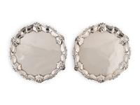 A Pair of George IV Silver Footed Card Trays