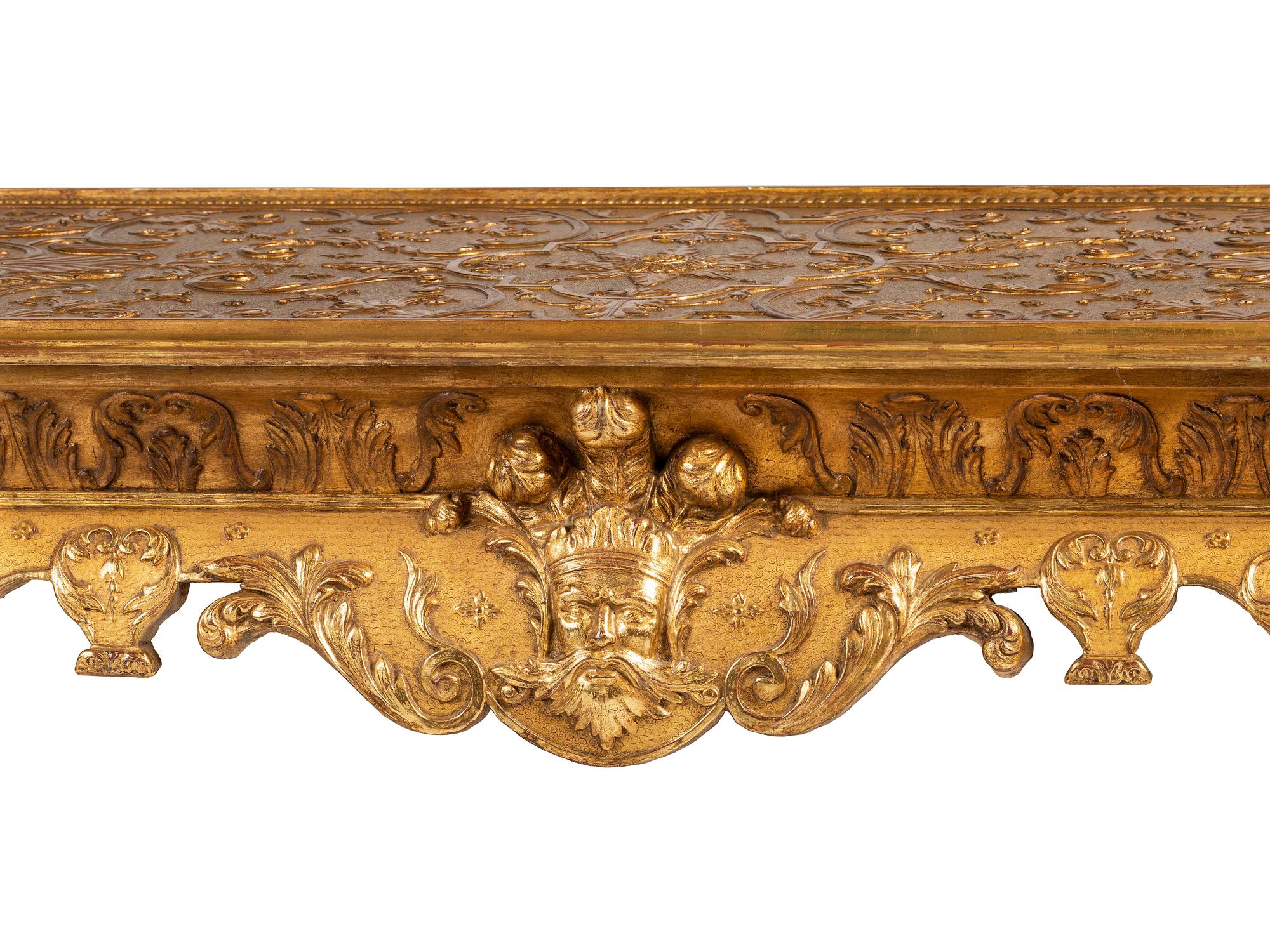 A Pair of Louis XV Style Giltwood Console Tables