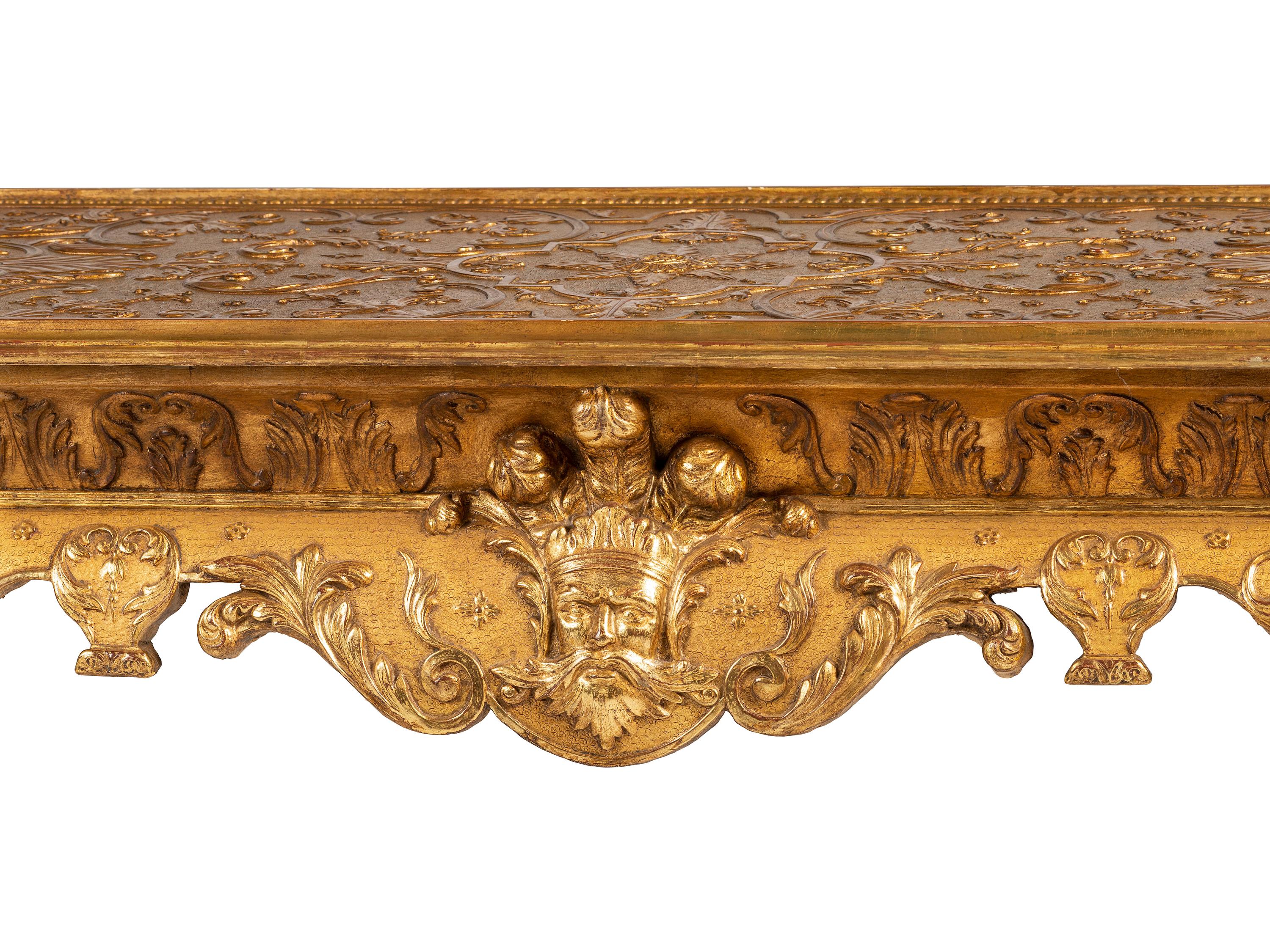 A Pair of Louis XV Style Giltwood Console Tables