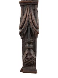 A Carved Oak and Polychrome Decorated Figural Pilaster