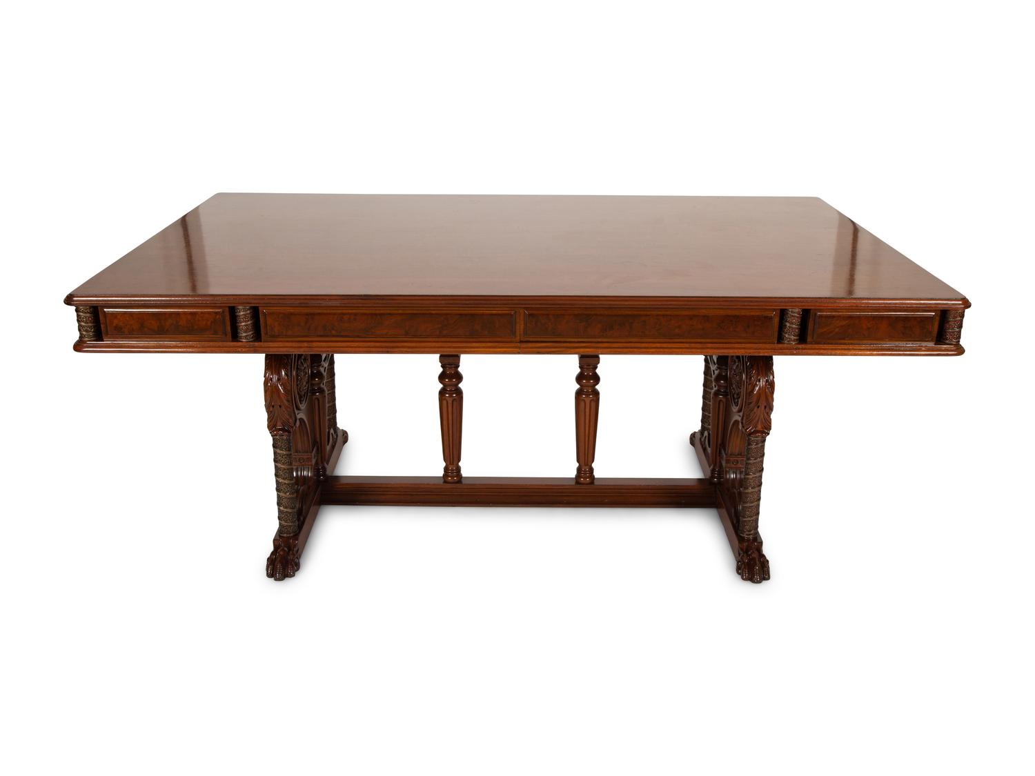 An English Renaissance Revival Carved Mahogany Library Table
