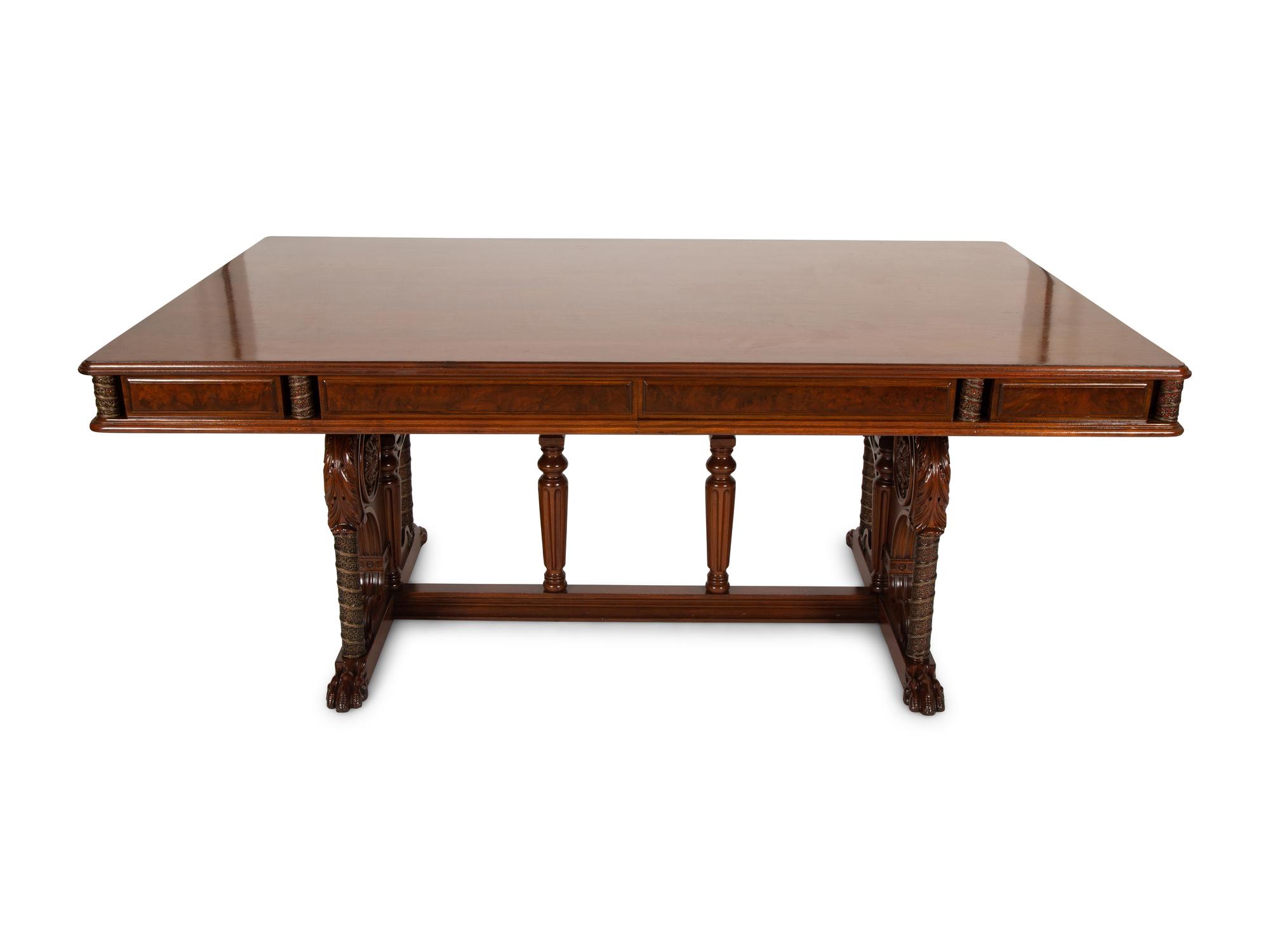 An English Renaissance Revival Carved Mahogany Library Table