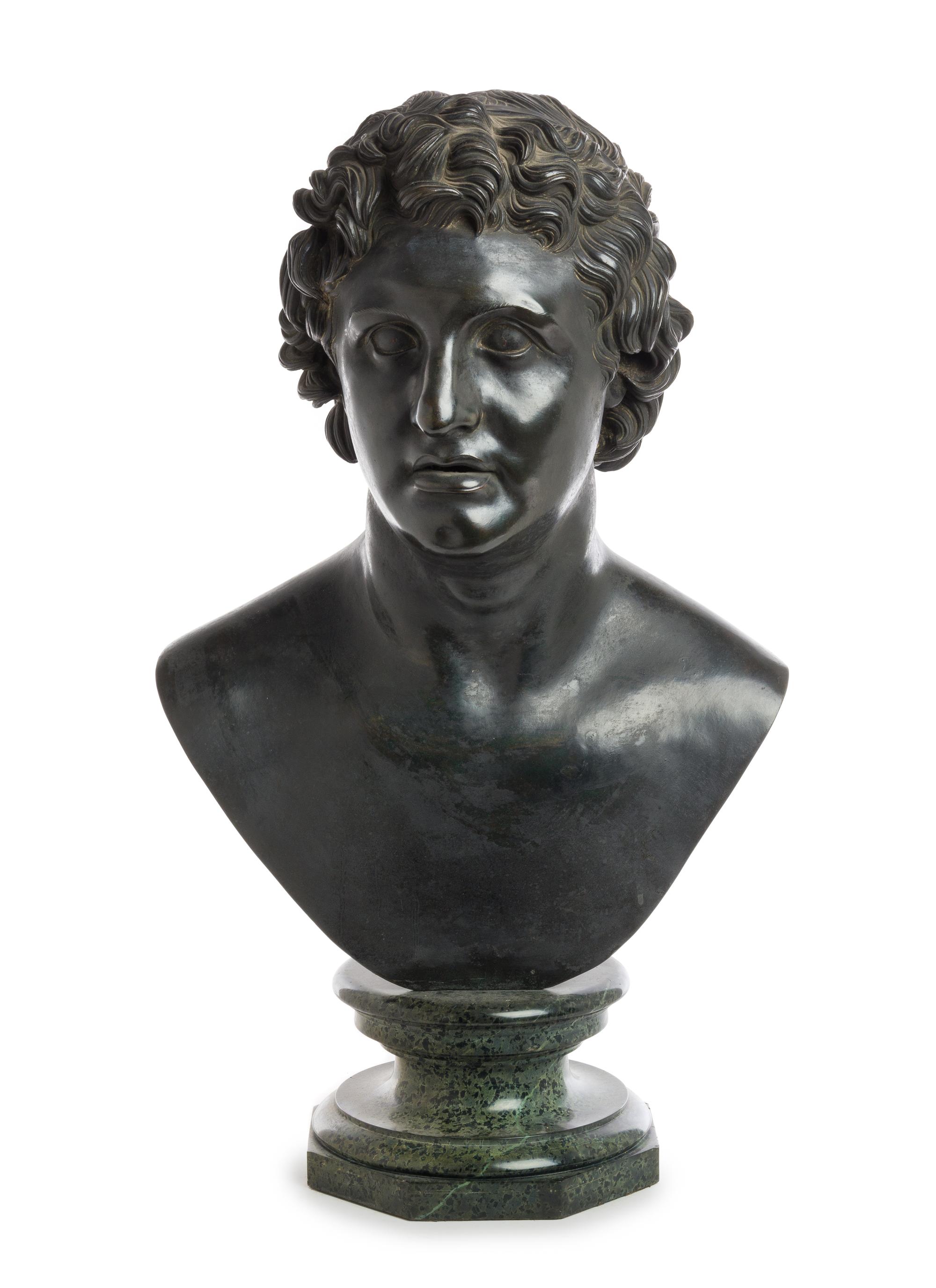 A Continental Bronze Bust Height 28 1/2 inches. — AFTER THE ANTIQUE, 19TH CENTURY