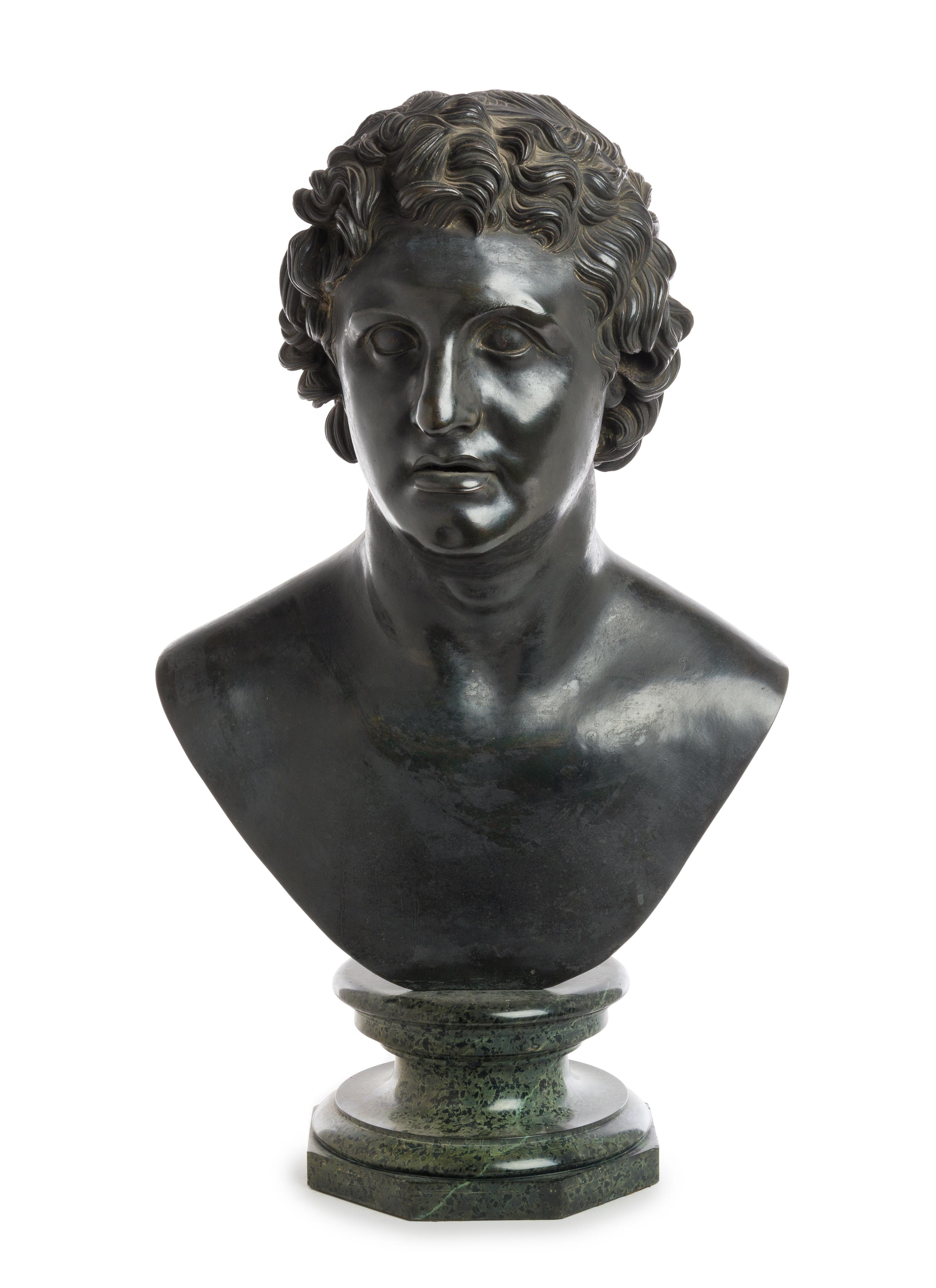 A Continental Bronze Bust Height 28 1/2 inches. — AFTER THE ANTIQUE, 19TH CENTURY