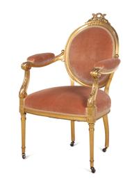 A Louis XVI Style Giltwood Fauteuil