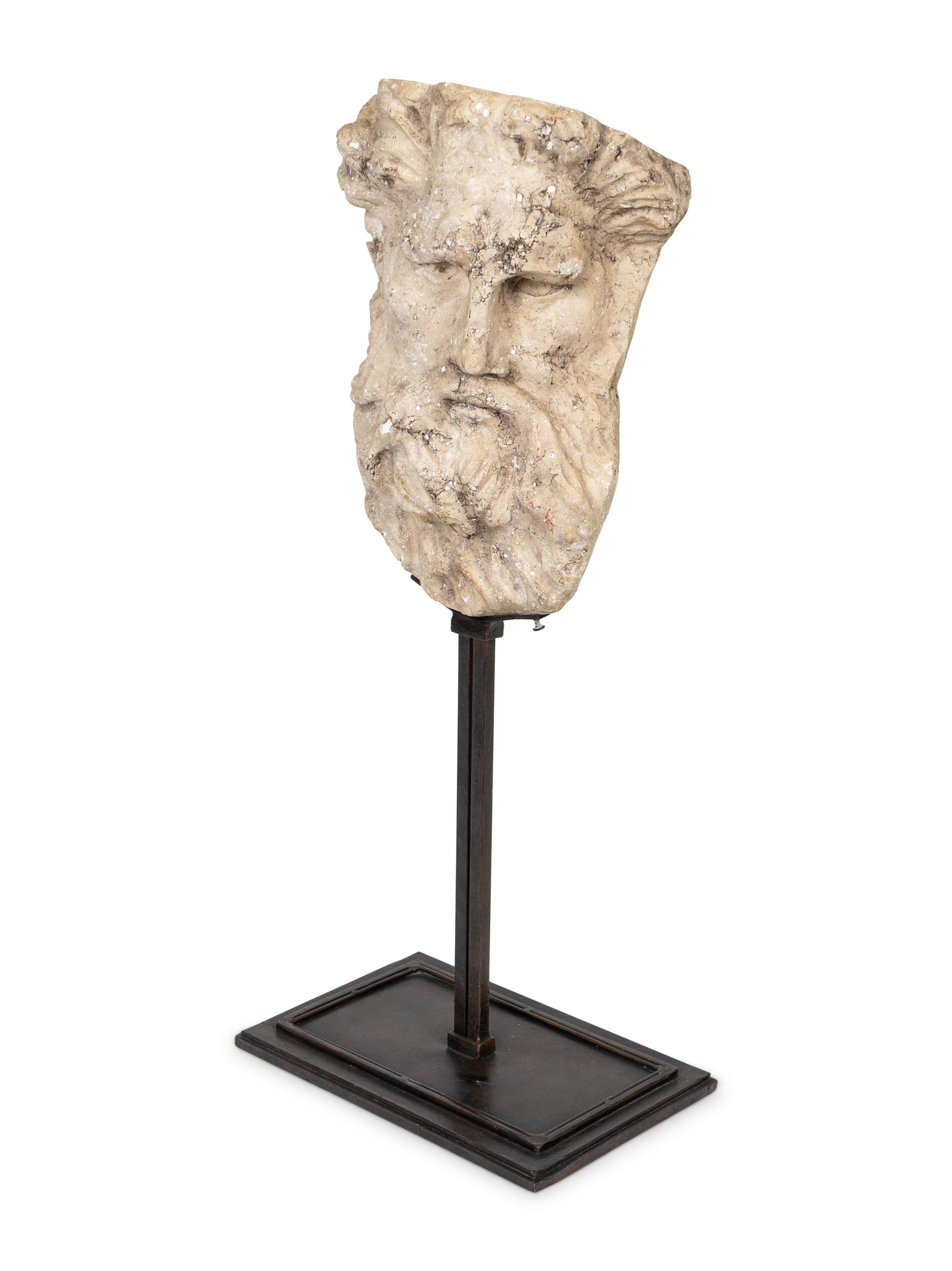 A Faux Limestone Composite Head of Zeus — 2oTH CENTURY