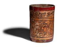 A Maya Polychrome Cylinder Vessel