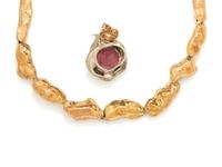 VERNON WILSON, GOLD AND PINK TOURMALINE GOOSE NECKLACE