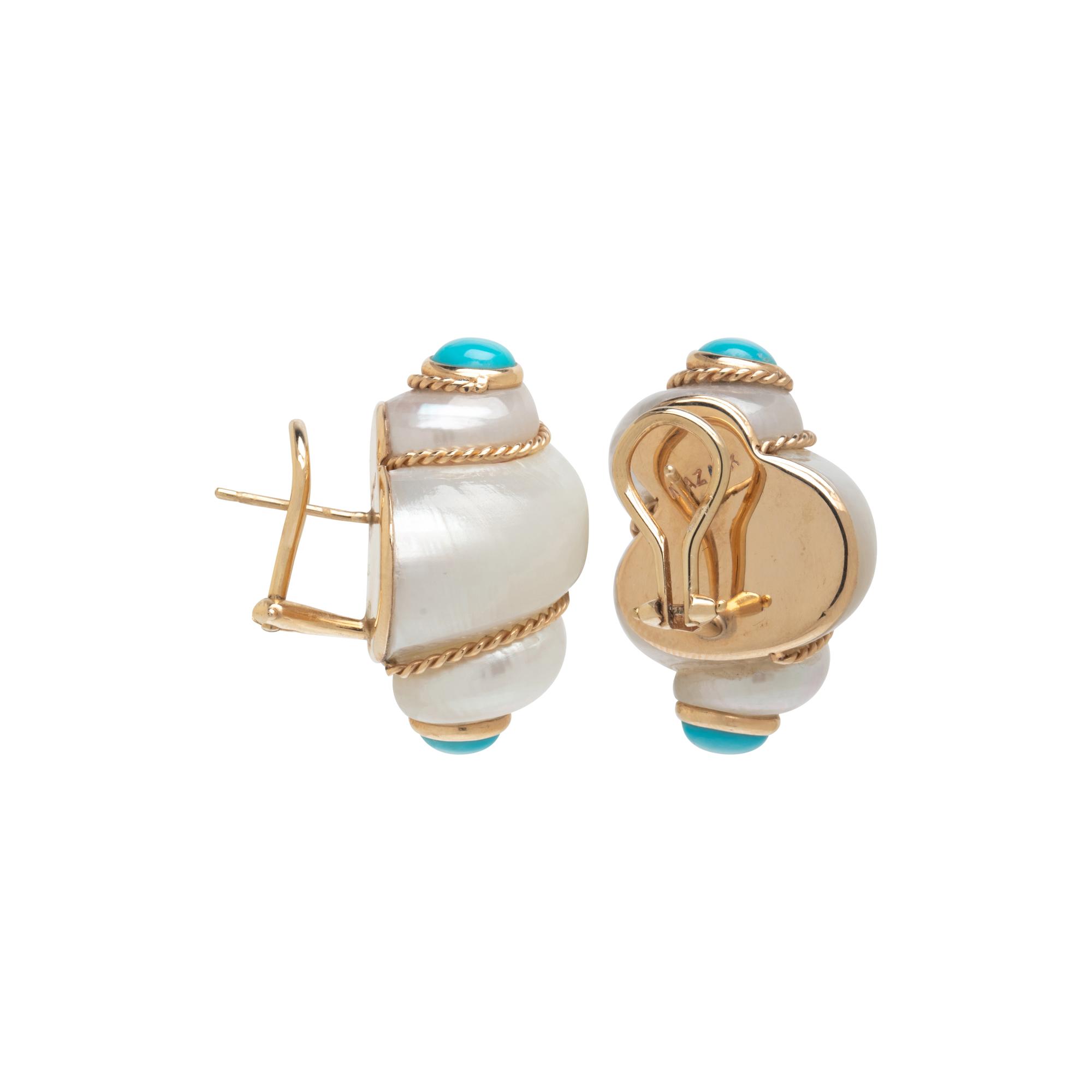 MAZ, SHELL AND TURQUOISE EARRINGS