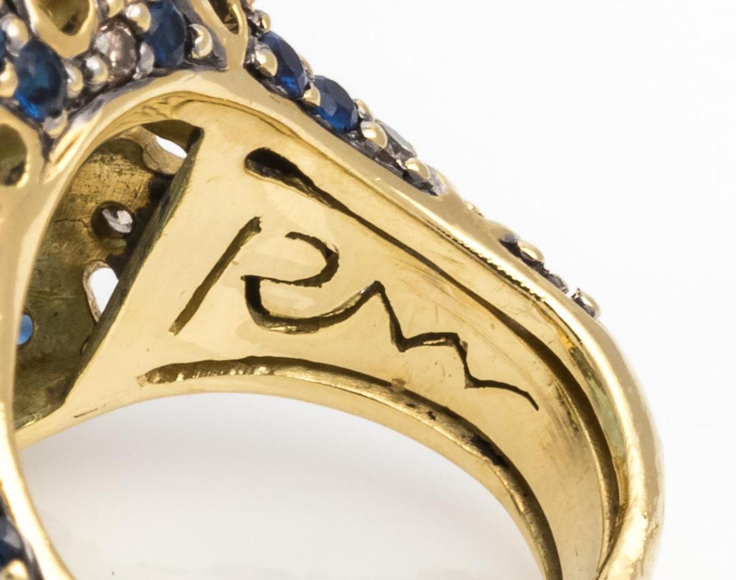 ROBERT WANDER, AQUAMARINE, DIAMOND AND SAPPHIRE RING