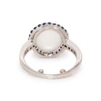 WHITE GOLD, CAT'S EYE MOONSTONE AND SAPPHIRE RING