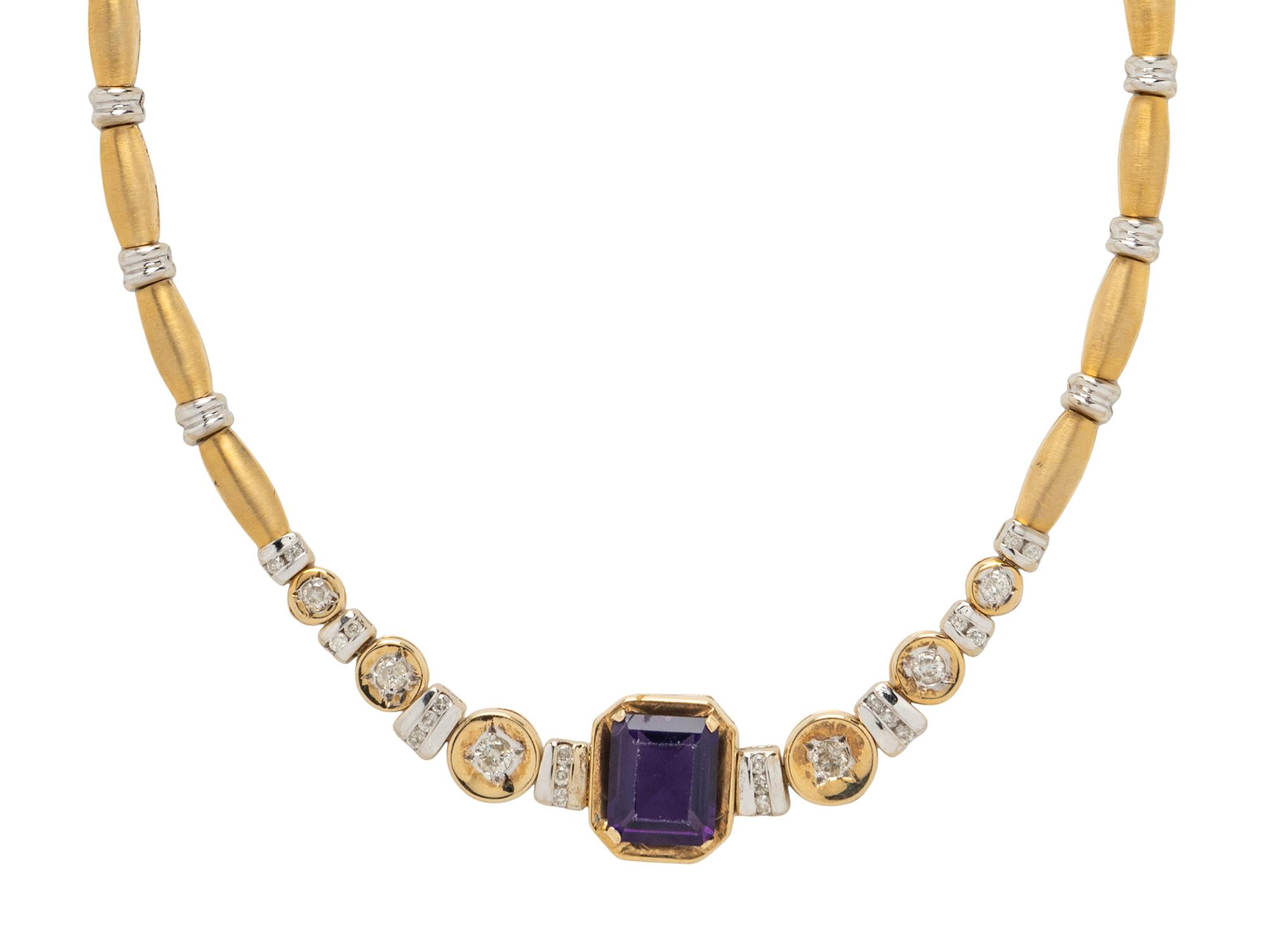 BICOLOR GOLD, AMETHYST, AND DIAMOND NECKLACE