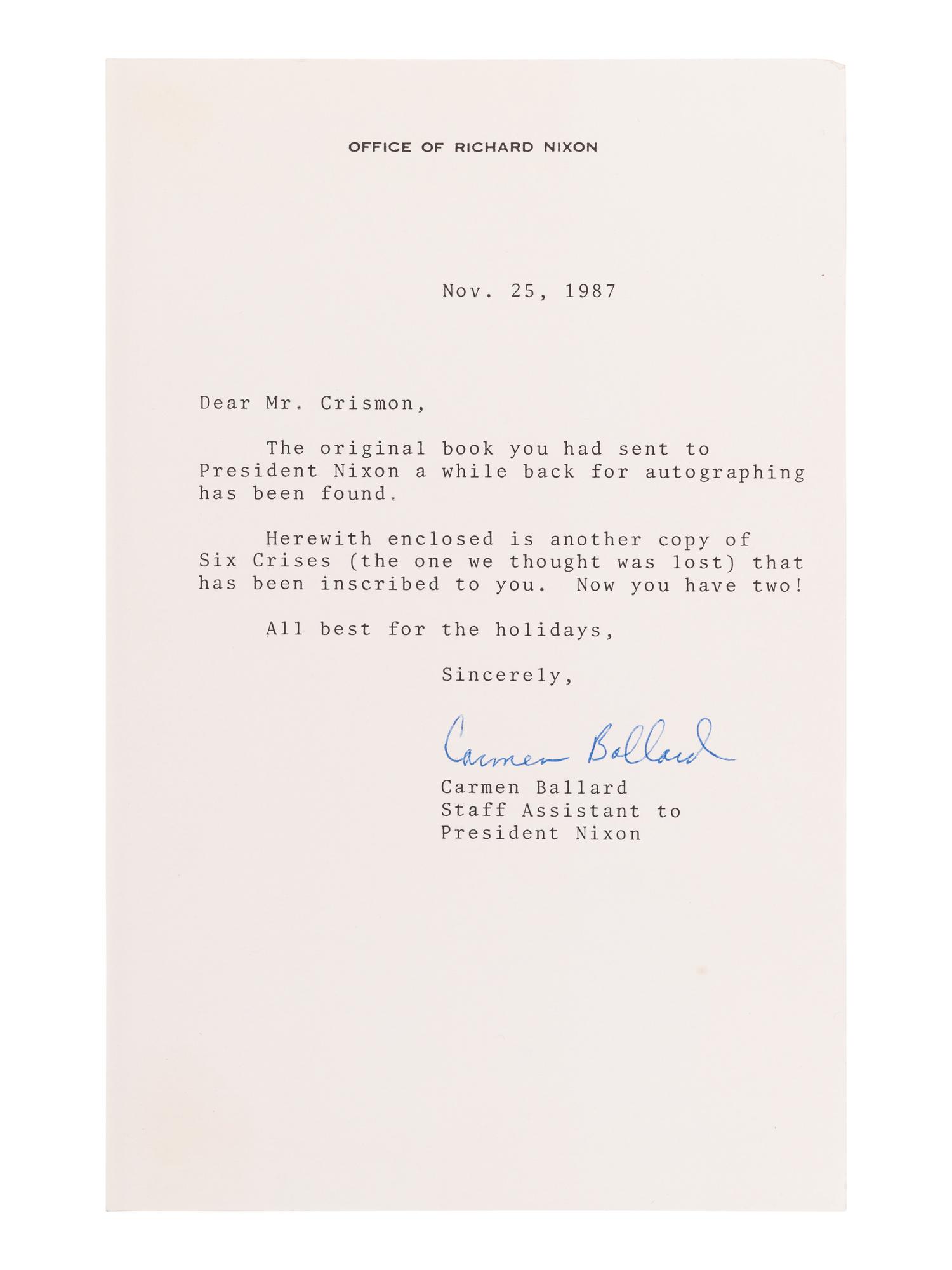 [U.S. PRESIDENTS -- SIGNED]. A group of 4 signed works, comprising: