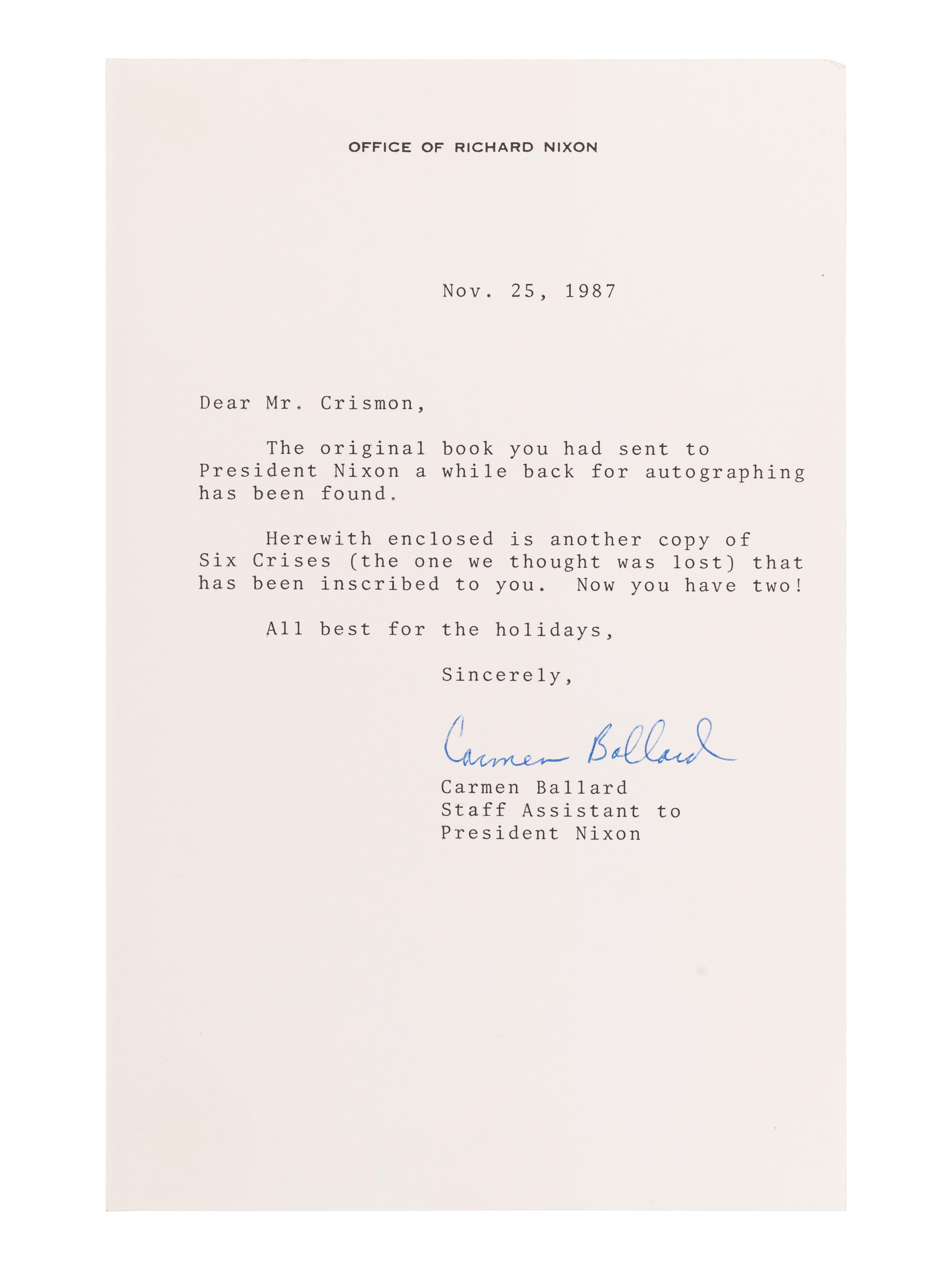 [U.S. PRESIDENTS -- SIGNED]. A group of 4 signed works, comprising:
