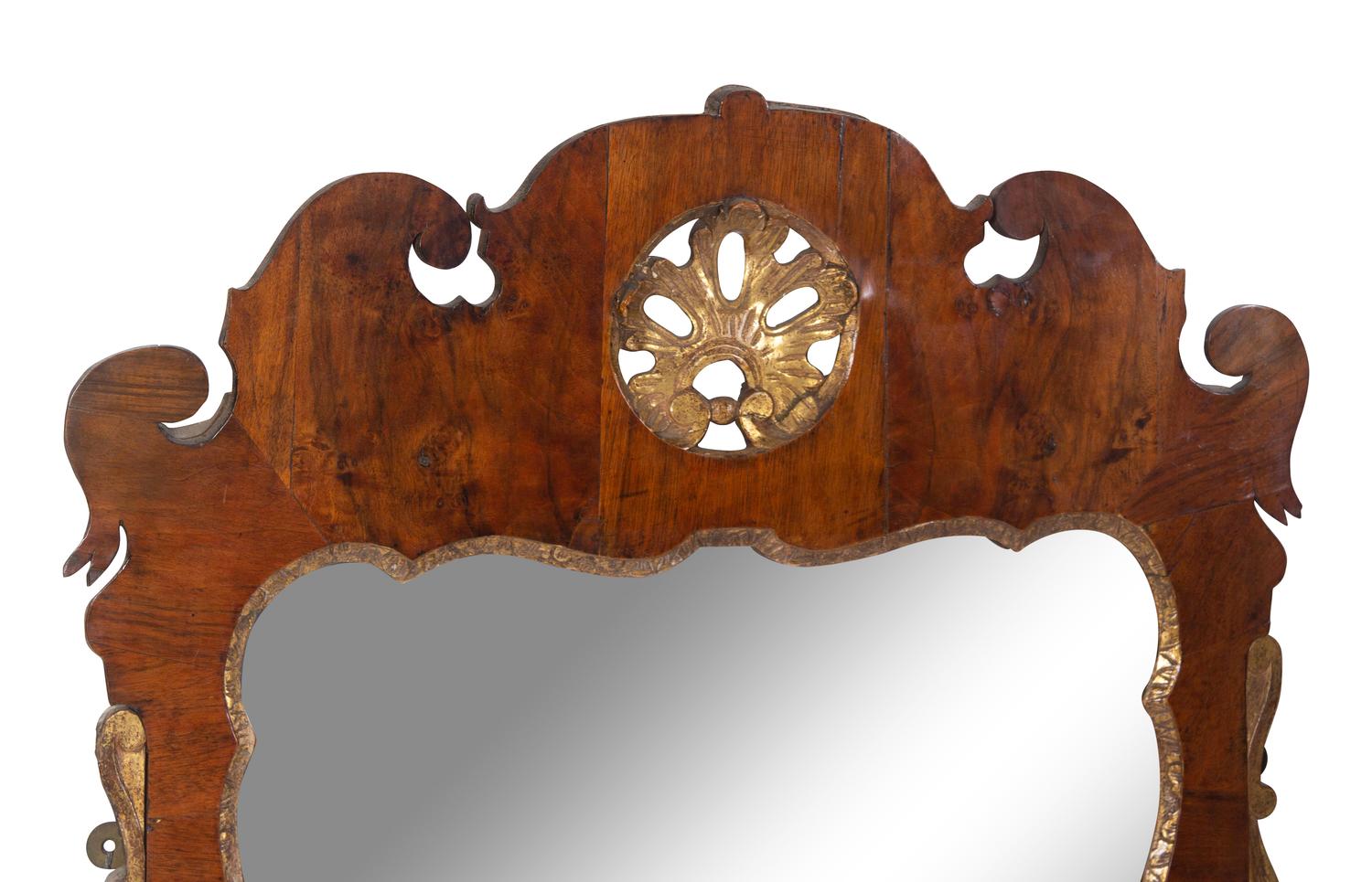 A George II Parcel-Gilt Mahogany Mirror