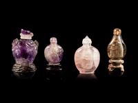 Four Chinese Hardstone Snuff Bottles