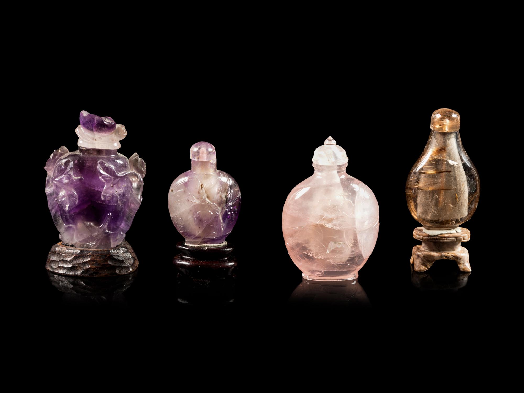 Four Chinese Hardstone Snuff Bottles