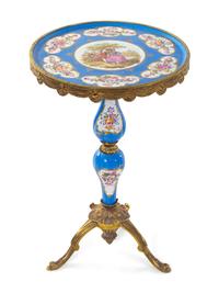 A Sèvres Style Gilt Metal Mounted Porcelain Side Table