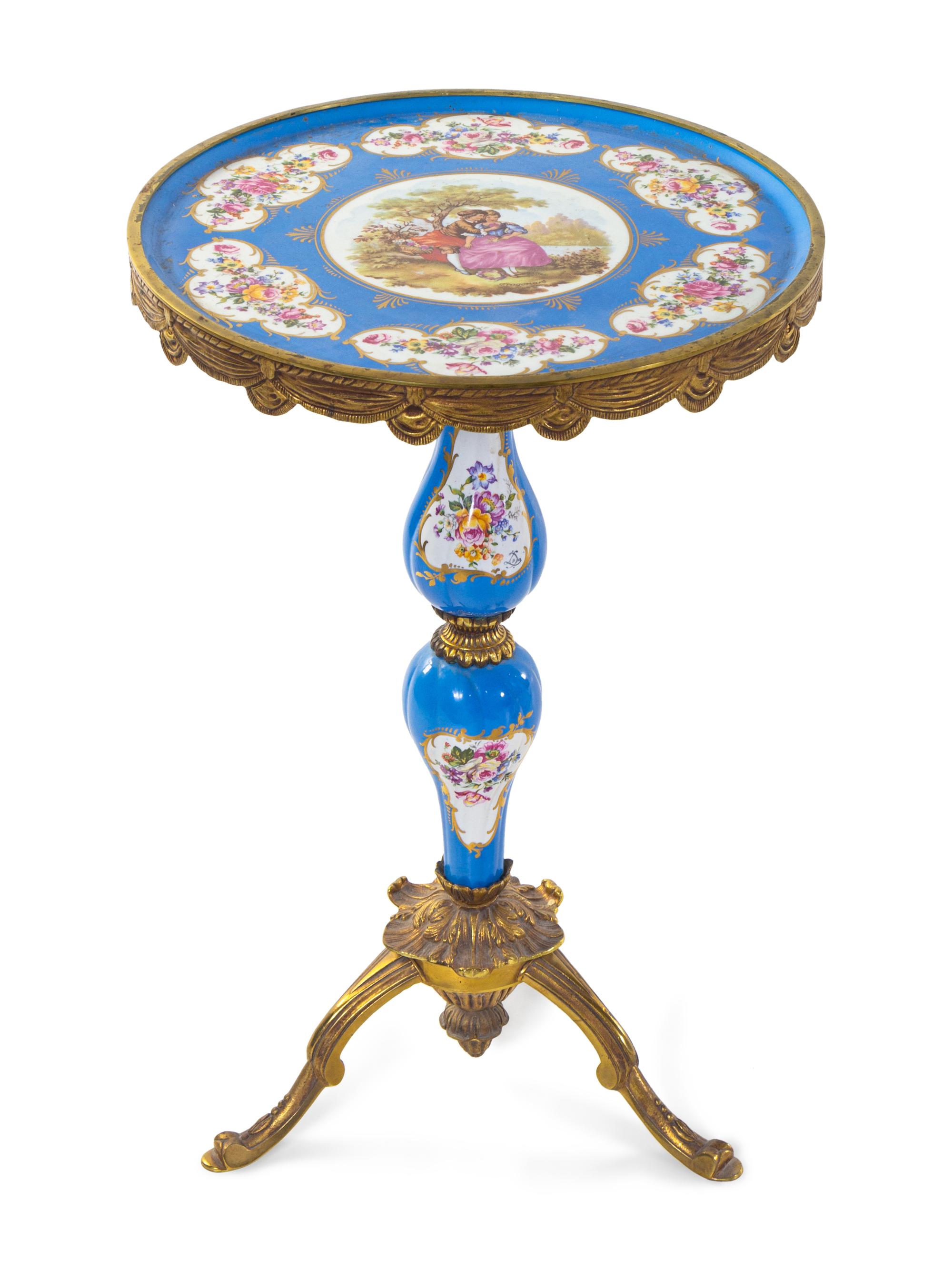 A Sèvres Style Gilt Metal Mounted Porcelain Side Table