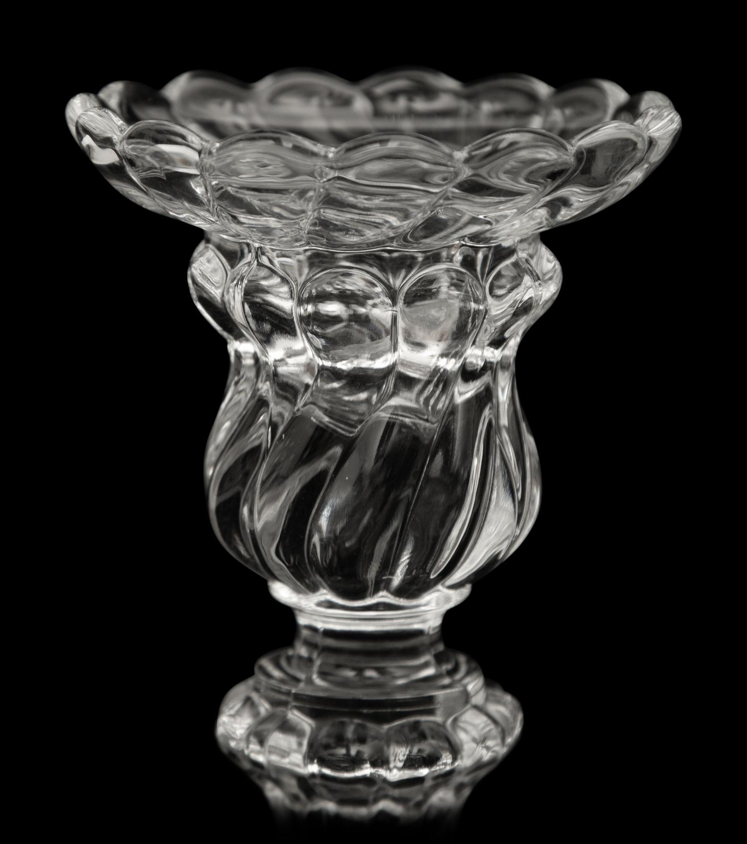 A Pair of Baccarat Bambous Molded Glass Candlesticks