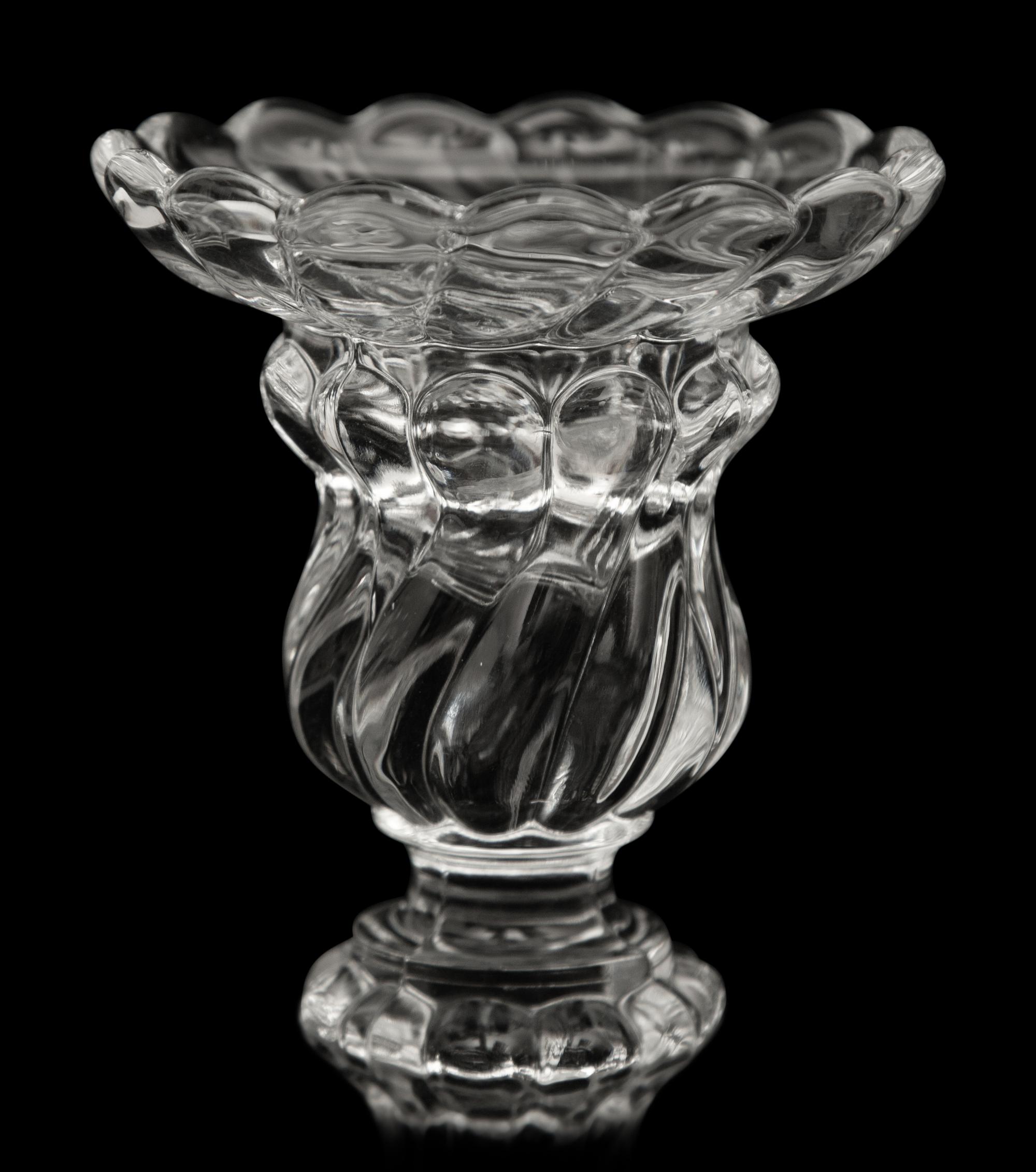A Pair of Baccarat Bambous Molded Glass Candlesticks