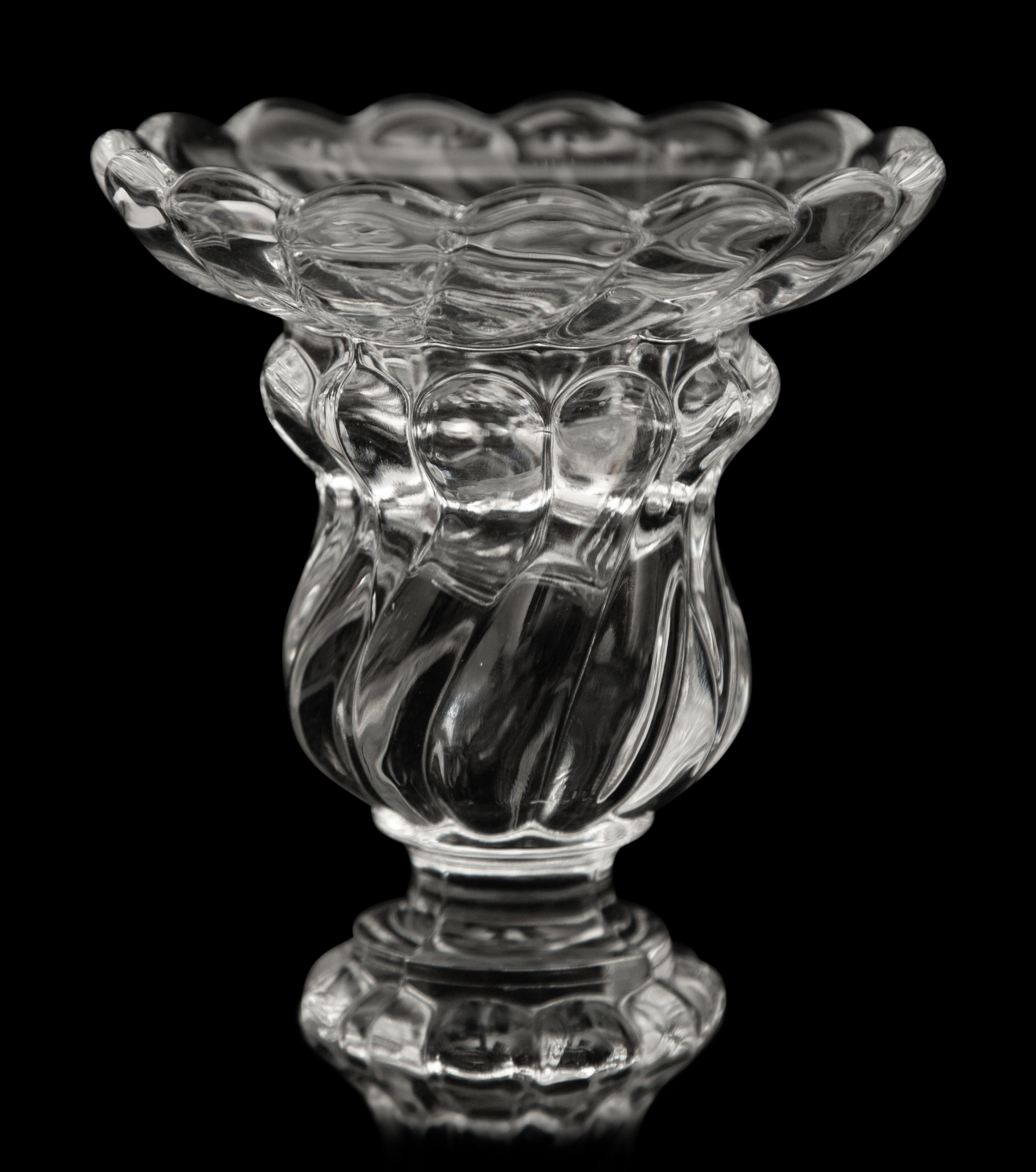 A Pair of Baccarat Bambous Molded Glass Candlesticks