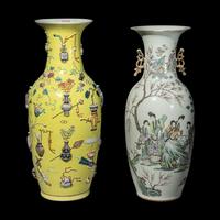 Two Large Chinese Famille Rose Porcelain Vases