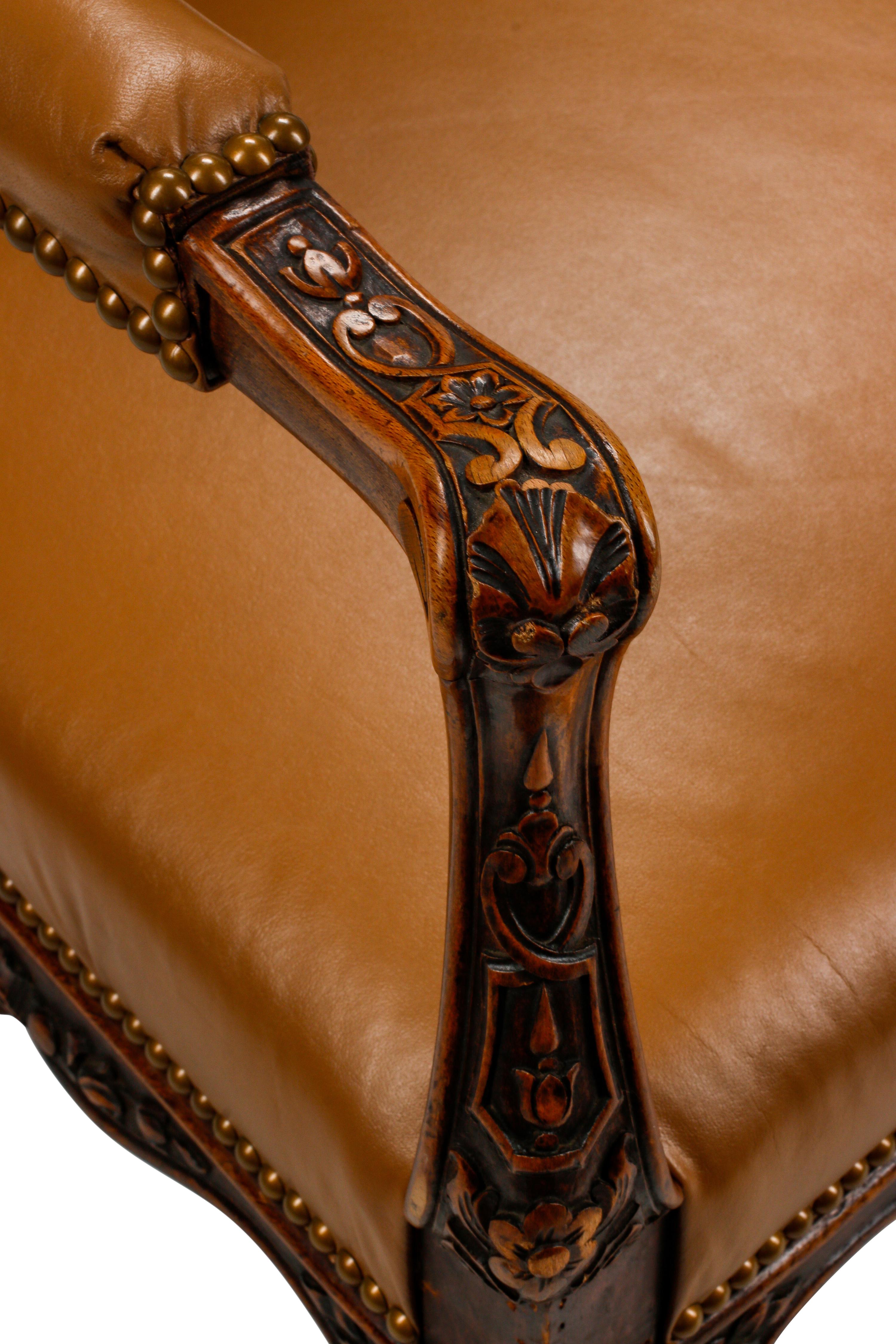 A Régence Style Leather-Upholstered High Back Armchair
